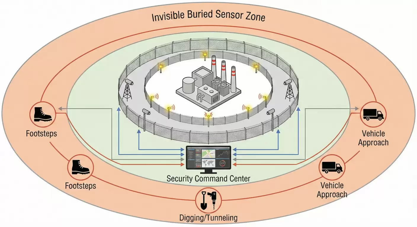 Cảm Biến Chôn Ngầm (Seismic / Buried Detection): Tuyến Phòng Thủ Bí Mật Dưới Lòng Đất