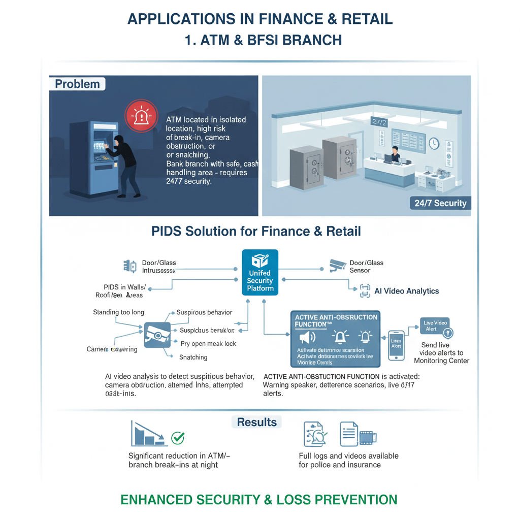 Hệ thống PIDS Tài chính & Bán lẻ, PIDS bảo vệ tại ATM, Chi nhánh ngân hàng, Bảo hiểm Hệ thống PIDS Tài chính & Bán lẻ, PIDS bảo vệ tại ATM, Chi nhánh ngân hàng, Bảo hiểm