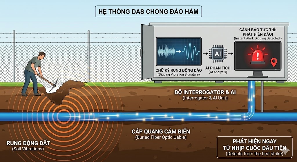DAS chống đào hầm xâm nhập