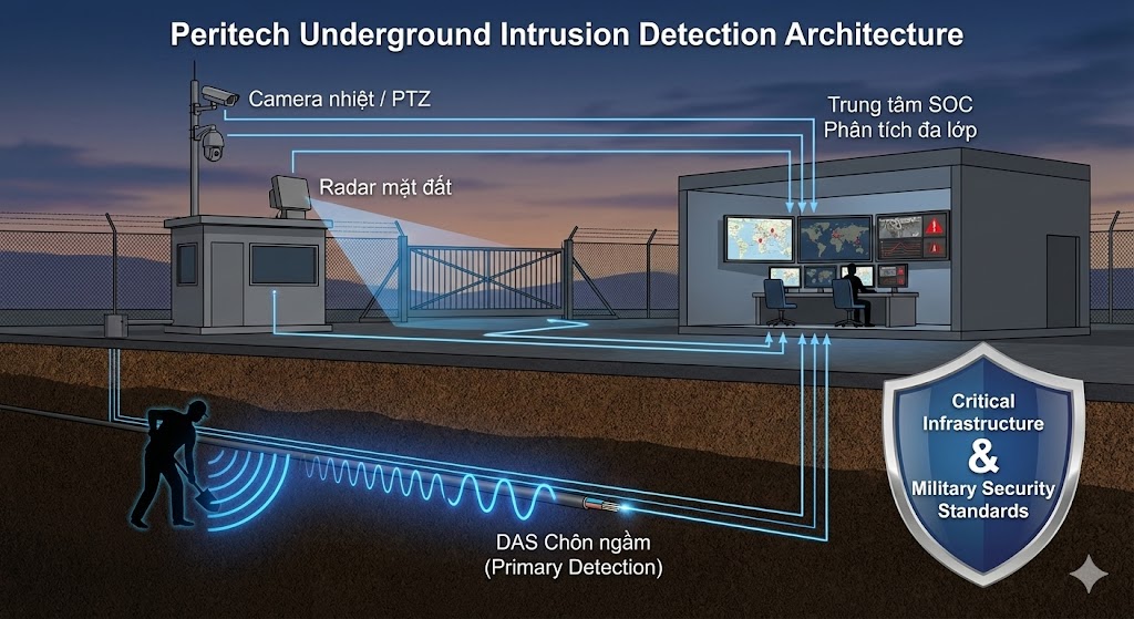Peritech triển khai theo mô hình Underground Intrusion Detection Architecture Peritech triển khai theo mô hình Underground Intrusion Detection Architecture